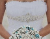 Deposit on Tiffany blue brooch wedding bridal bouquet --made to order bridal bouquet