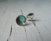 smoke and aqua dot earrings