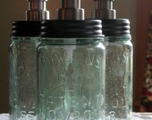Canning jar soap dispenser, Hero's Cross Blue Green Mason Jar Soap Dispenser, 1 Pint with metal pump. Add historic charm to your sink.