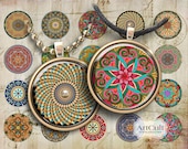 MOROCCAN ORNAMENT CIRCLES - Digital Collage Sheet 1 inch size / 1.5 inch size Art Cult Printable images for pendants bottle caps and magnets