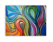 Huge Abstract 48x36x1.5 Energetic Modern Bold Contemporary Painting Metallic Matte Shiny Handpainted Acrylic Abstract Heather Montgomery Art