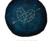 Art Print, Constellation, Home Decor, Love, Anniversary, Original illustration from Penelope and Pip