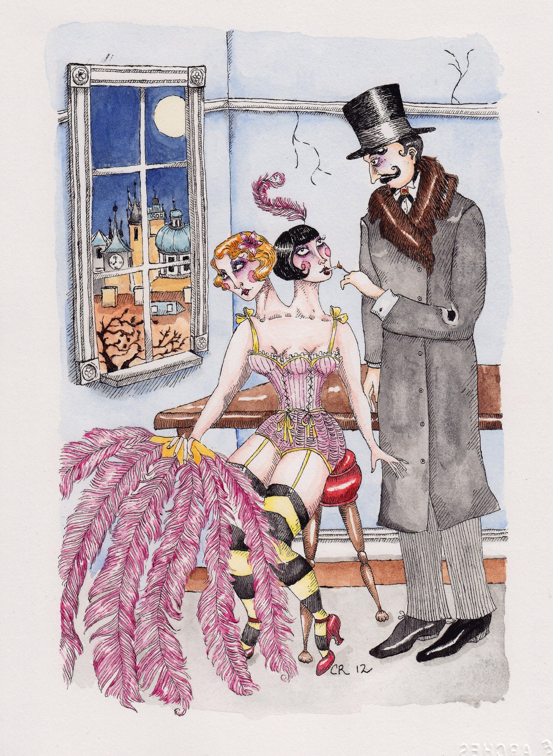 Print: Two-Headed Fan Dancer