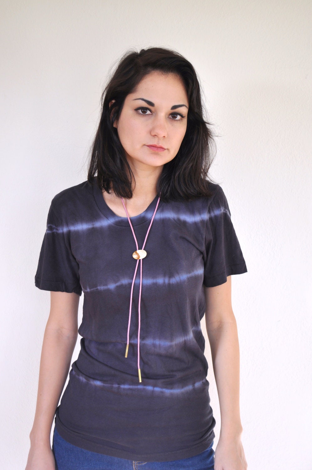 Hand Dyed Black and Electric Blue Gemstone T-Shirt