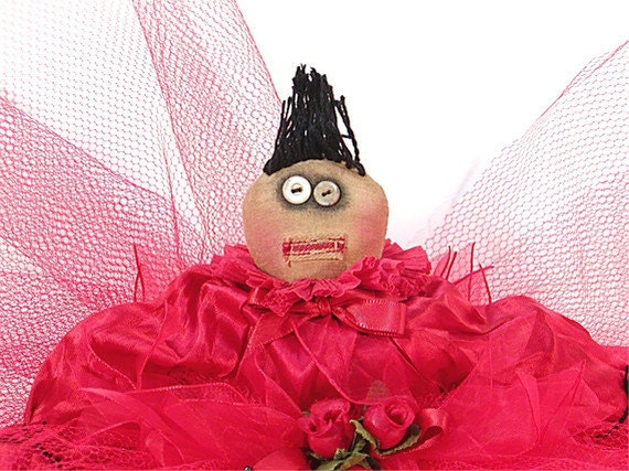 Ballerina Doll, Red, Valentine Doll, Garnet, Valentine Decor, Ballerina, Primitive, Scarlet, Primitive Doll, Primtive Ballerina, Doll