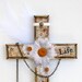 Decoupaged Cross Catholic Crucifix Christian Art Wood Wall Cross White Daisies Religious Art