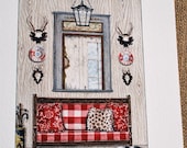 Checked Bench Watercolor Rendering 8"x10" Fine Art Print