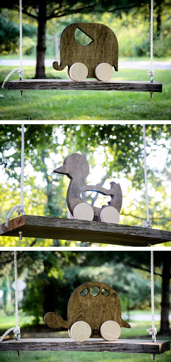 Set of 3 Wooden Animal Toys