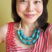 turquoise wooden bib necklace