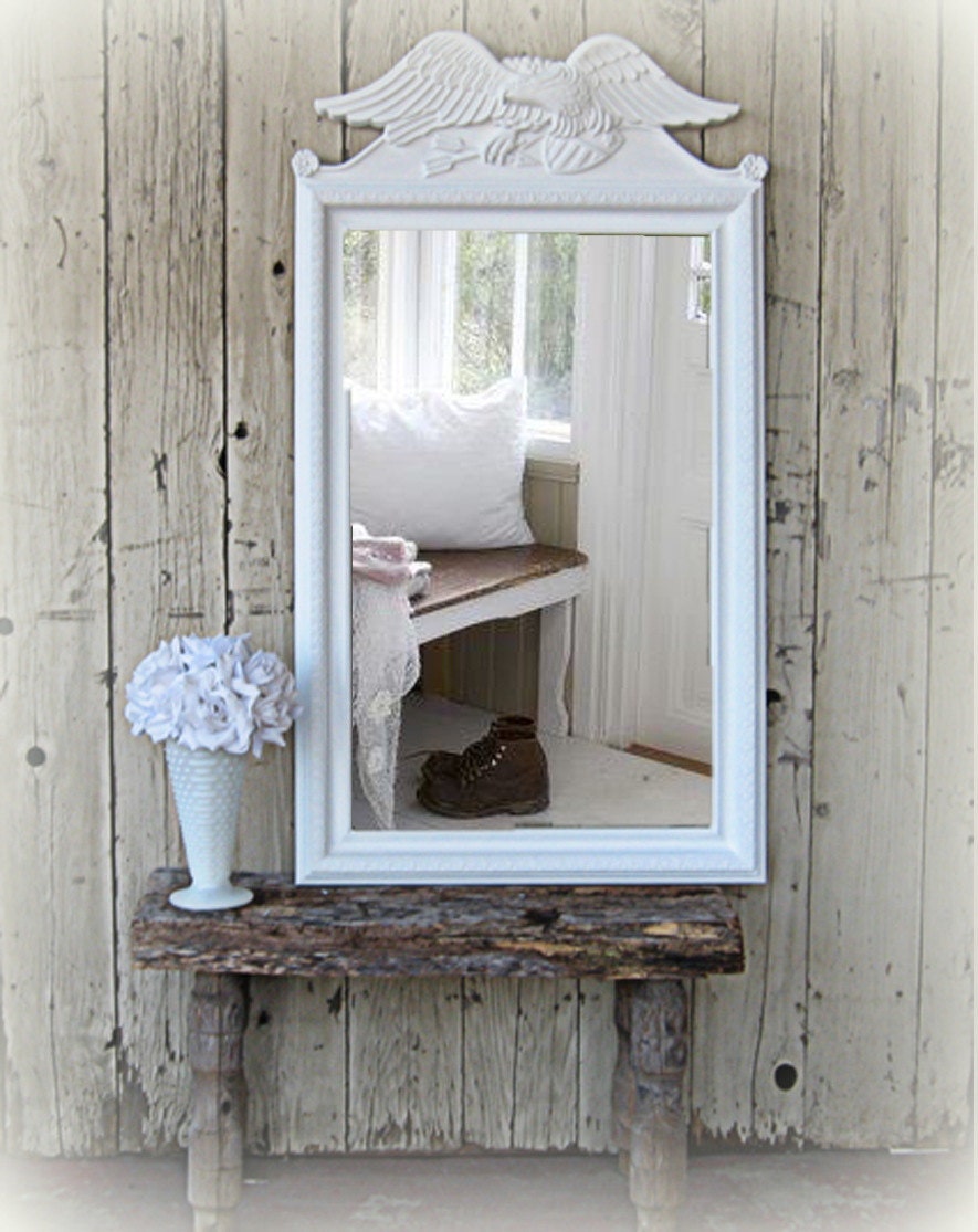 Large Vintage Federal Eagle White Mirror
