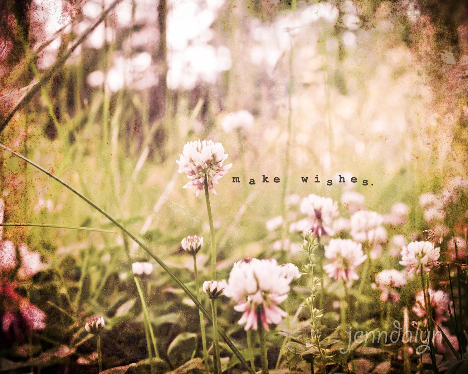 baby pink flower photograph spring green clover field 8 x 10 photo pastel colors nursery decor