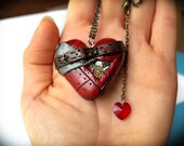 Steampunk Industrial Heart Pendant Necklace - Binded Love 005