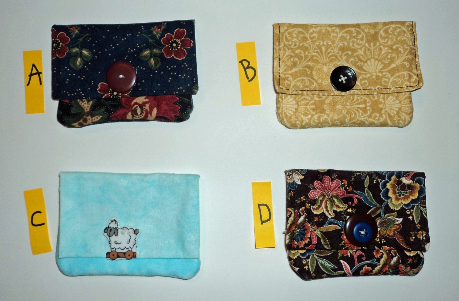 3 different cotton wallets