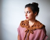 The Lacy Collar Scarf in Hazelnut Mocha Wool Blend - READY TO SHIP