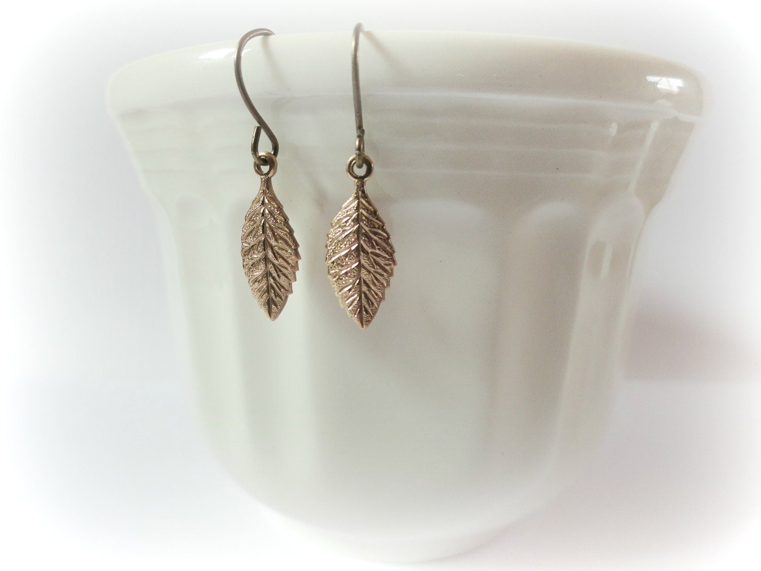 Golden Elm Leaves - small golden earrings Raw Brass charms fall autumn spring jewelry Nature lover gift for her