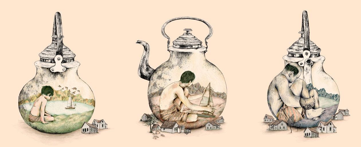 Life in a kettle - special print 17" x 7"