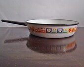vintage bright floral enamel frying pan by Savory