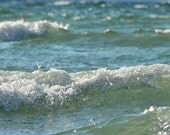 Ocean Photography 8x8, Square Beach Wall Art, Ultramarine Green Modern Lake House Decor, Blue Wave Photo, Seaside Water Photograph, Nature