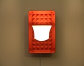 Waffled Vintage Tupperware Wall Lamp, Upcycled Burnt Orange - Opal Glass Bathroom Shade
