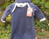 ORGANIC GOWN and HAT Set--Baby Sleep Sack--0-6 month--Layette  newborn  bringing home outfit  Christmas Baby Holiday--Deep Blue