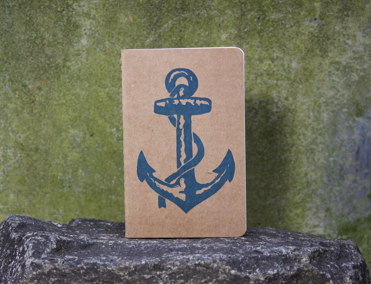 Nautical Anchor Journal - Moleskine cahier - lined journal with inner pocket - Ship anchor, ocean
