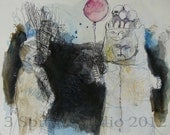 Original Mixed Media Drawing "All Unwrapped"