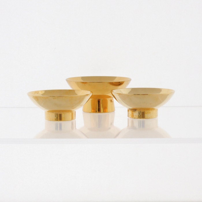 24 carat Gold Plated Sake Cups, set of three, vintage, Japanese