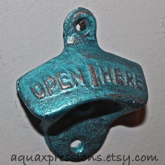 Blue Topaz Bottle Opener /Cast Iron /Vintage, Retro Feel /Kitchen, Man-cave, Game Room, Patio, Hangout /Metal Wall Decor
