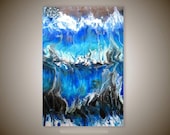 Original Contemporary Abstract  painting Resin Art on Lg canvas " Glycerine "16 x 20