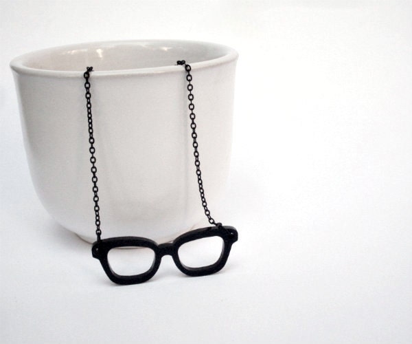 Black Glasses Necklace - Acrylic Laser Cut  Pendent
