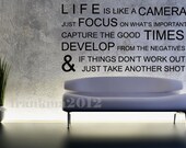35"x64" (X Large) - Life is Like a Camera - Wall Stickers Wall Decals Wall Quotes Vinyl Mural Poster