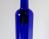 Cobalt Blue Upcycled Sky Vodka Bottle Hanging Lamp, Repurposed Light