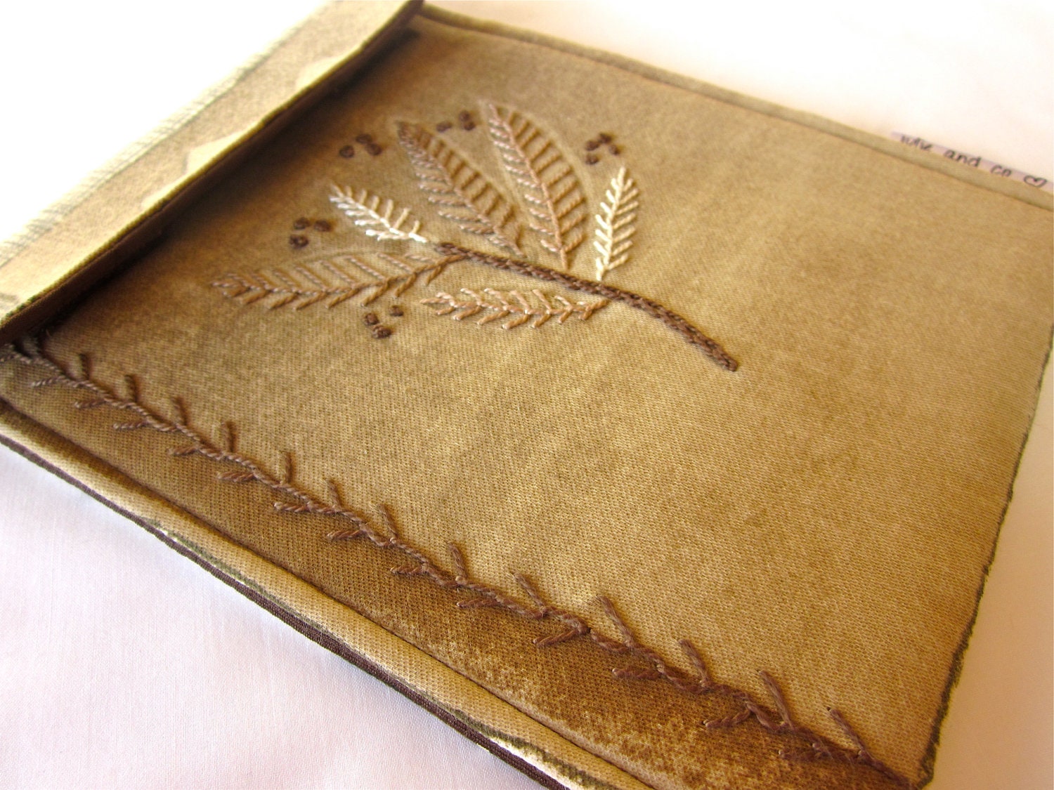 iPad mini, kindle fire sleeve, kindle keyboard, nook hd - hand embroidered e-reader gadget cover  - brown woodland leaves - sturdy fabric