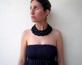 The triple braid party necklace - handmade in black sparkling fabric