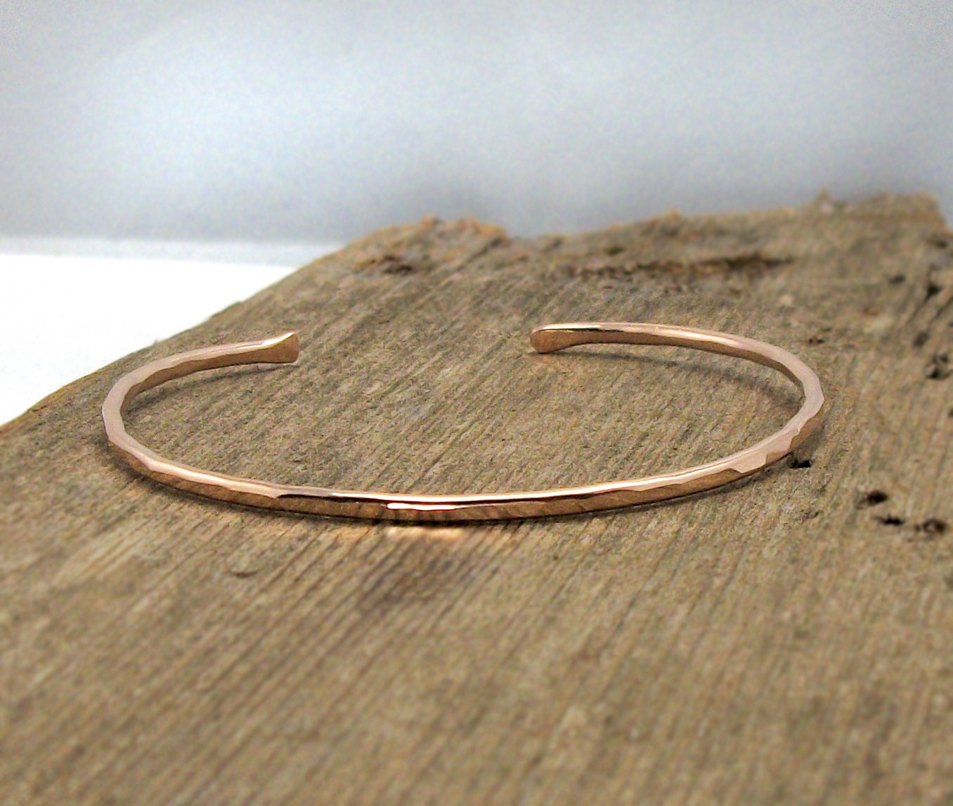 14K Rose Gold Fill Hammered Cuff Bracelet, Simple Cuff, Rose Gold Bracelet, Gift for Her