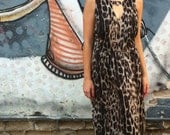 Leopard Maxi Dress / Evening gown / Heart Cut Out Dress / Open Back Dress / New Year Dress / Bridesmaid Dress / Maxi Gown