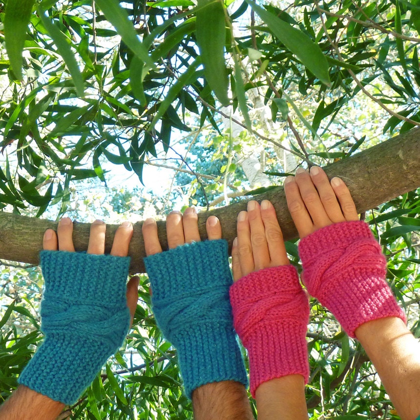fingerless gloves Knit Pattern Wrist Warmers - PDF Chic Cuff Gloves - CABLE easy Photo tutorial Unisex Pattern - Valentines Gift perfect