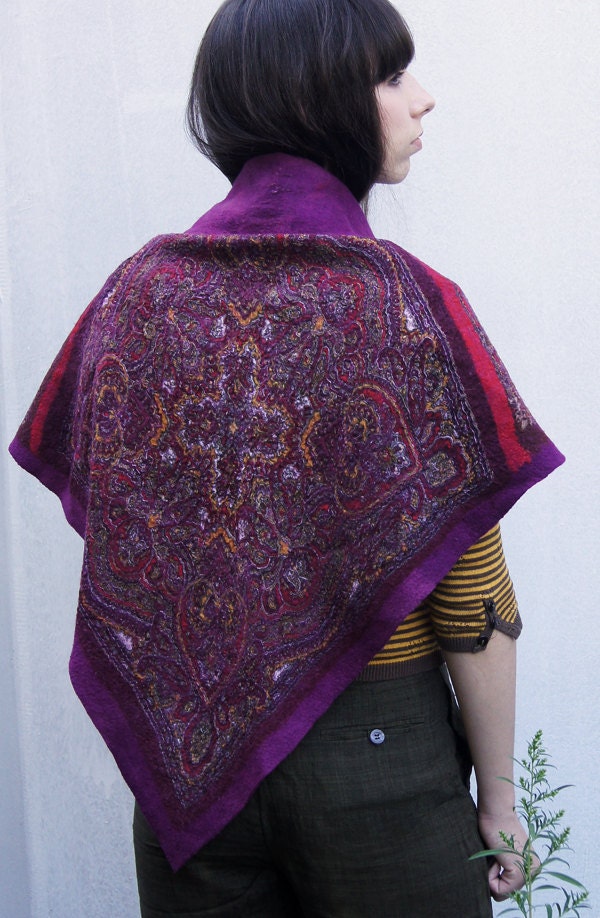 March violet wrap - nuno felt shawl