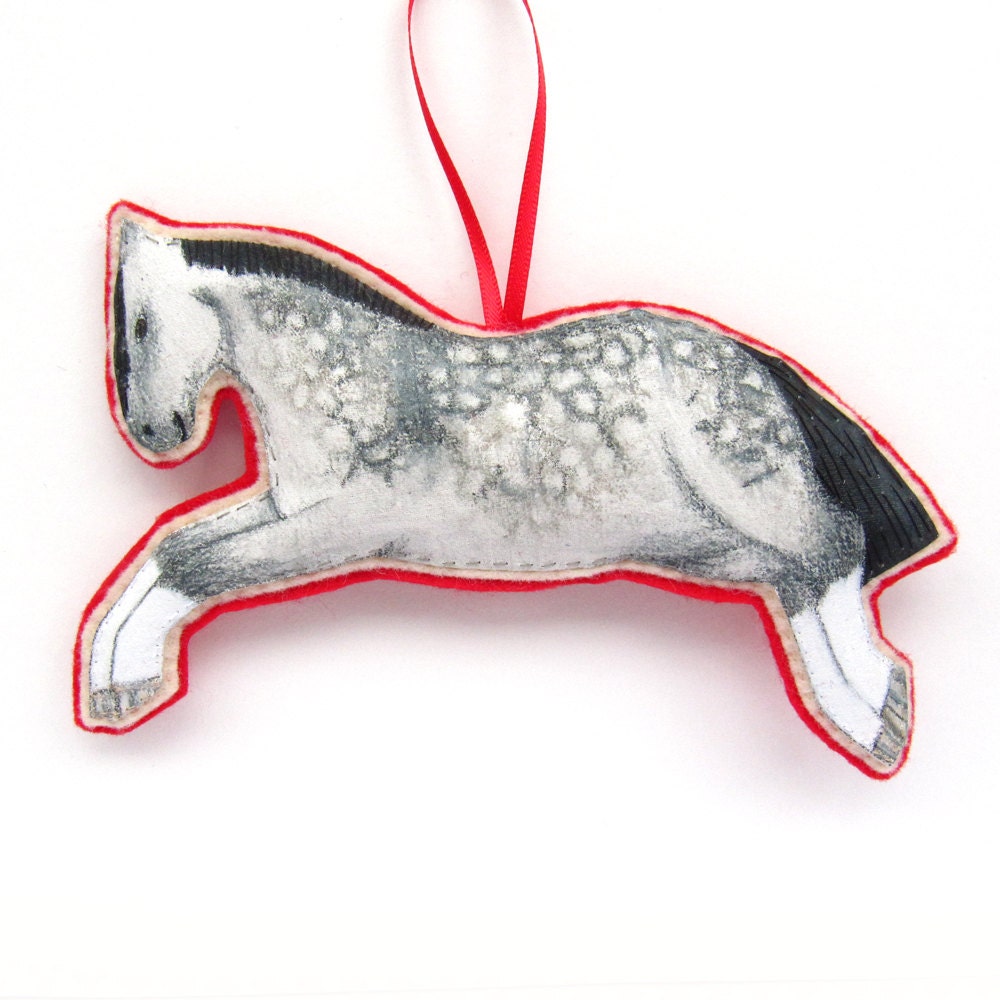 Horse Decoration / Ornament - Leaping Dappled Grey