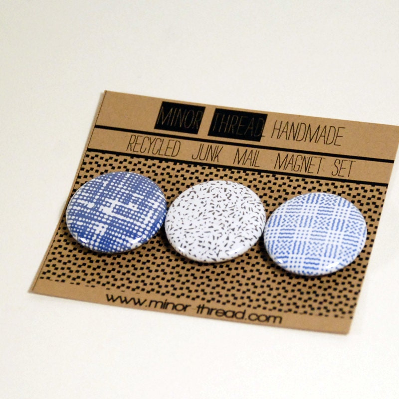 Magnet Set - Recycled Junk Mail - Abstract Patterns by Minor Thread Wedding Favors