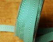 5 Yards Spearmint Green Chevron Twill Tape Ribbon
