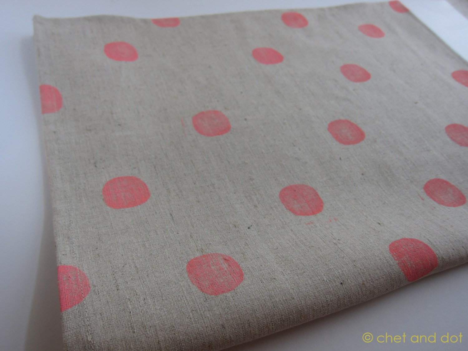 Pink Lemonade Polka Dot Tea Towel Natural