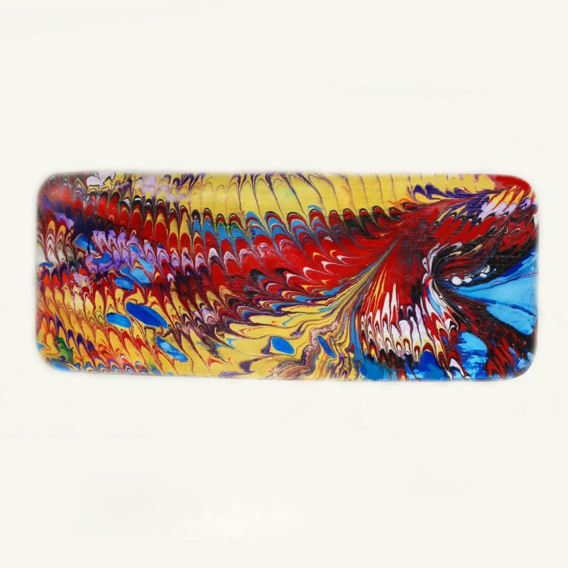 Hand Marbled Barrette "Fantasy" Hair Accessories - rainbow marbled women's hair clip