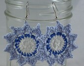 Sunflower Earrings in Blue and White