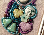 Mother & Child 2 Beaded Painting by Megan Noel