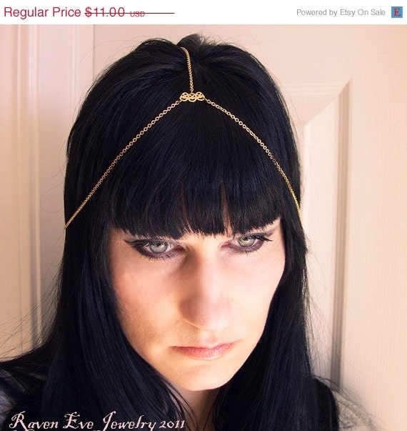 ON SALE Chain Headpiece Head Piece Chain Headdress Golden Whispers Sale was 13.00