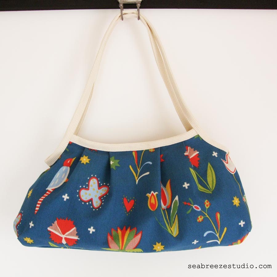 Granny bag -bird and flower in blue