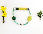 Bracelet - Vintage Fabric Textile Jewelry Yellow Spring