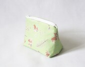 lime green corgi - white zipper pouch