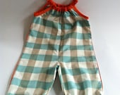 Aqua Check Romper Suit